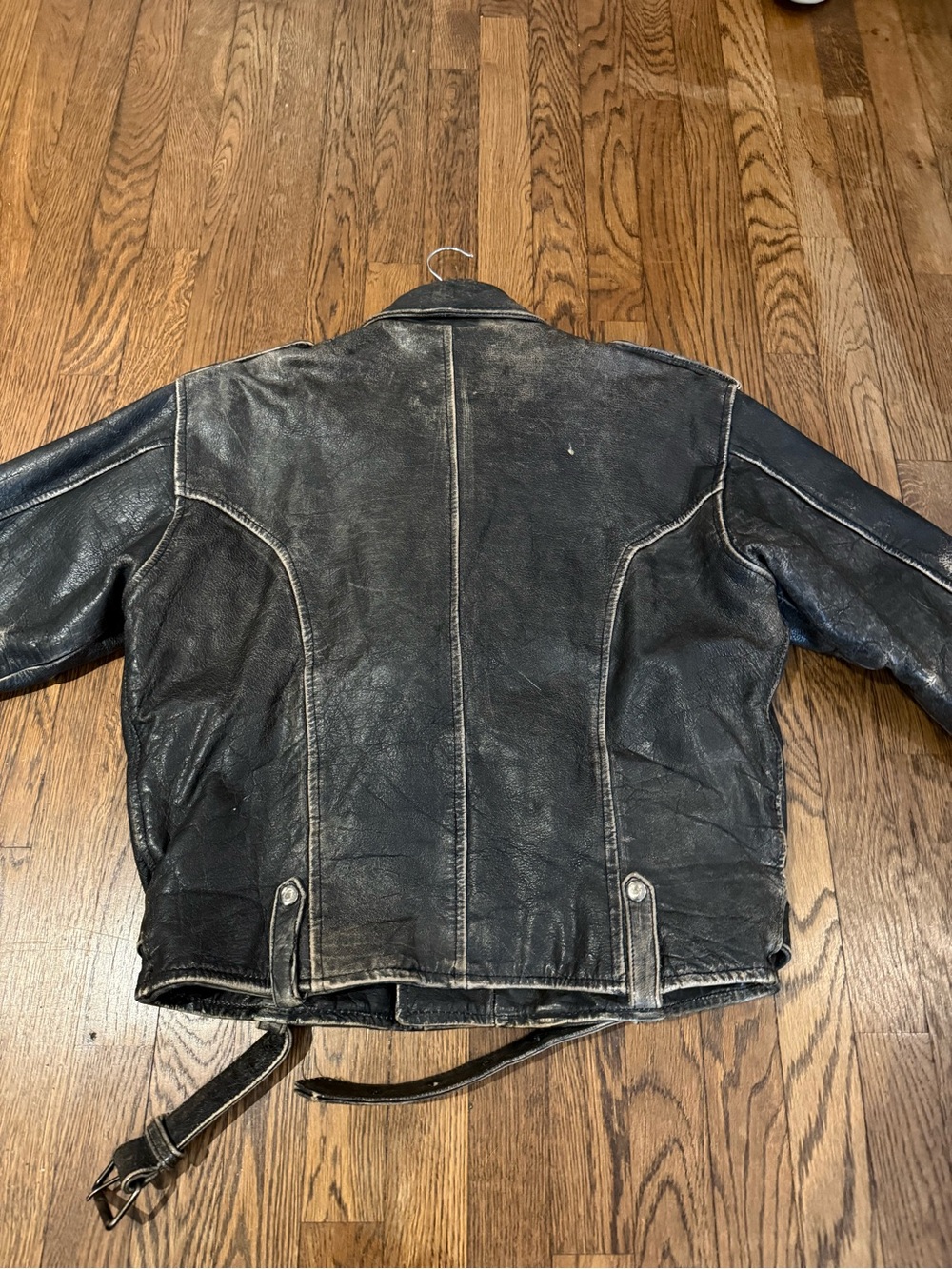 Black Leather Biker Jacket - Classic Men's Motorcycle Style - Picture 2 of 2